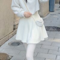 Zimowa słodka mini spódniczka Kawaii Kobiece kawaii