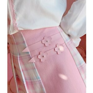 تنورة قصيرة منقوشة بخصر عالٍ لفتاة المدرسة كاواي منقوشة تنورة صغيرة kawaii