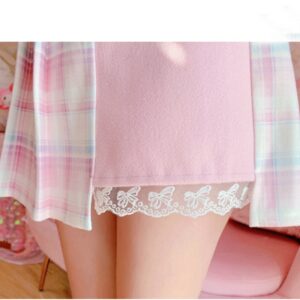 Minifalda a cuadros de cintura alta de colegiala Kawaii Minifalda a cuadros kawaii