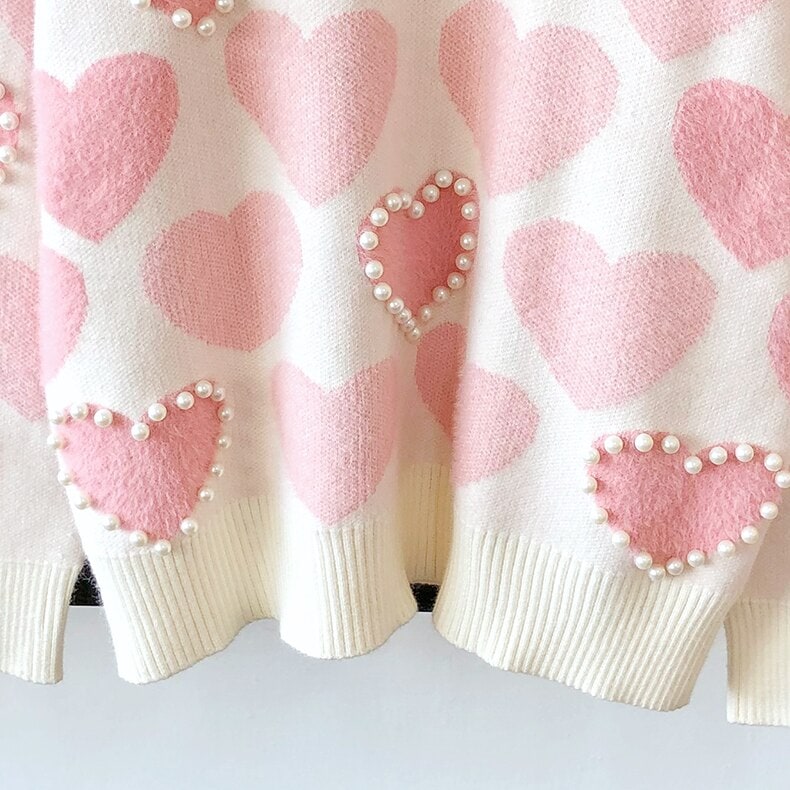Kawaii Pink Heart Sweater