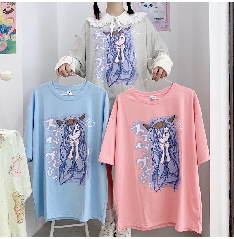 Harajuku Kawaii Pink Graphic T-Shirts