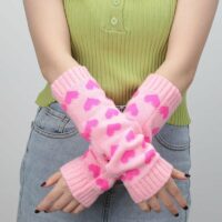 Перчатки для вязания сердечек в стиле Каваи Лолита Сердце каваи