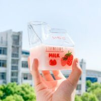 Taza de agua de cristal Kawaii Fresa lindo kawaii
