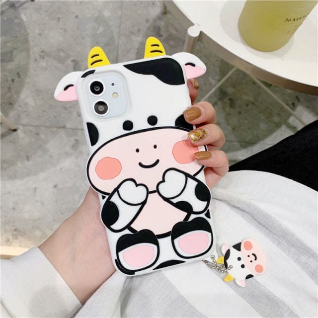 3D Cartoon Milk Cow iPhone Case