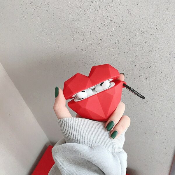 Cute Red Heart Airpods Case Cute kawaii