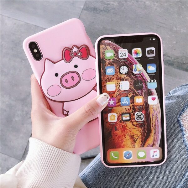 Cartoon 3D pig Couple Phone Case Cartoon kawaii