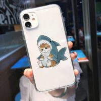 Capa transparente para iPhone de gato de desenho animado Kawaii Gato de desenho animado kawaii