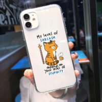 Custodia trasparente per iPhone con gatto dei cartoni animati Kawaii Gatto dei cartoni animati kawaii