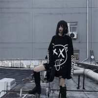 Gotisch punk egirl-T-shirt met lange mouwen Hiphop-kawaii