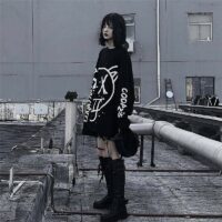 Camiseta egirl de manga larga punk gótica hip-hop kawaii