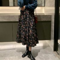 Geplooide rok met hoge taille en bloemen Bloemen kawaii