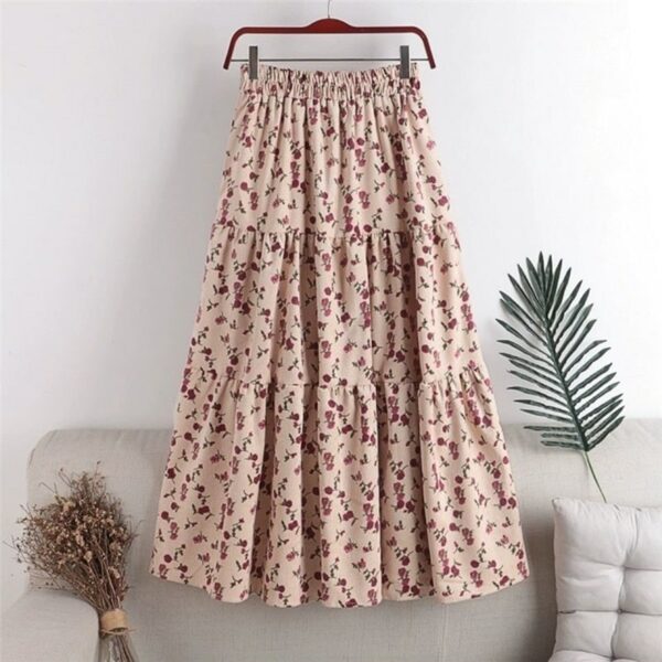 Floral High Waist Pleated Skirt Floral kawaii