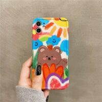 Söta tecknade grafitti iPhone-fodral björn kawaii