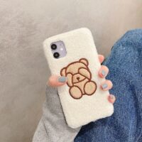Urocze etui na iPhone'a z pluszowym misiem-jagnięciną niedźwiedź kawaii