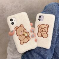 Custodia per iPhone con simpatico orsetto di peluche a forma di agnello orso kawaii