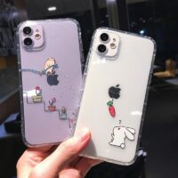 Capa transparente para iPhone com gato fofo de desenho animado gato kawaii