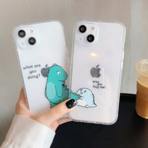 Cartoon Dinosaur Couple iPhone Case Cartoon kawaii