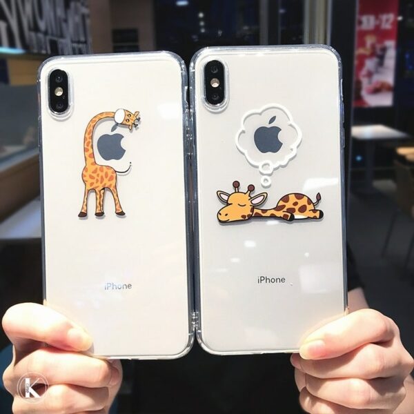 Cute Cartoon Giraffe Couple iPhone Case Cartoon kawaii