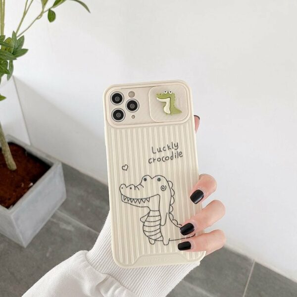 Cute Dinosaur Slide Camera Protection iPhone Case Dinosaur kawaii