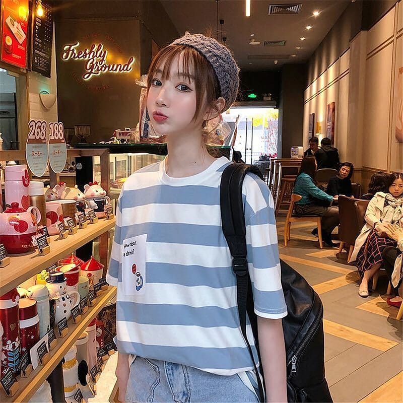 Kawaii Cute Casual Striped T-shirt