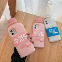 Linda botella de bebida rosa Funda y vinilo para iPhone lindo kawaii