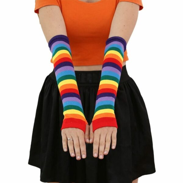 Rainbow Striped Knitting Gloves Knitting Gloves kawaii