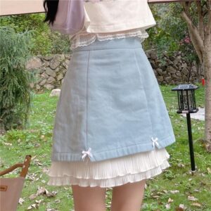 Kawaii Blue Mini Pleated Skirts Fairycore kawaii