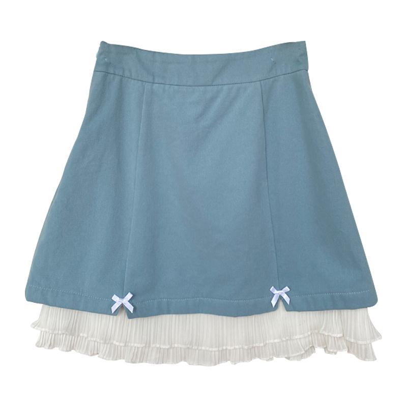 Kawaii Blue Mini Pleated Skirts