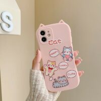 かわいいピンクの猫耳 iPhone ケース猫かわいい