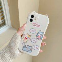Custodia per iPhone con orecchie di gatto rosa Kawaii Gatto kawaii