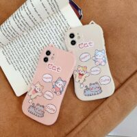 Capa para iPhone com orelha de gato rosa Kawaii gato kawaii