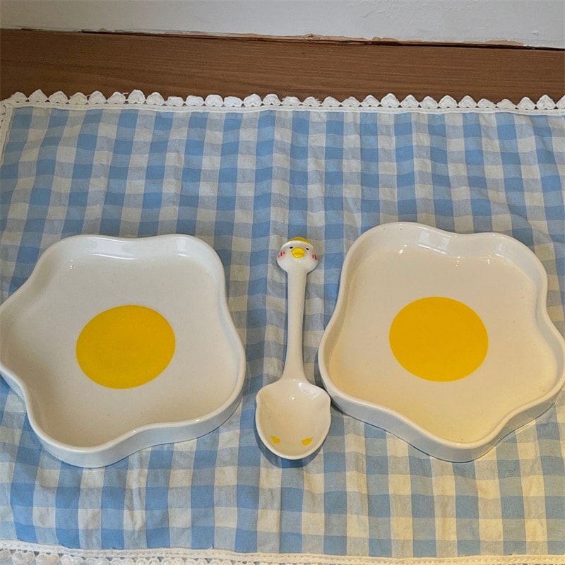 Kawaii Irregular Ceramics Egg Plate