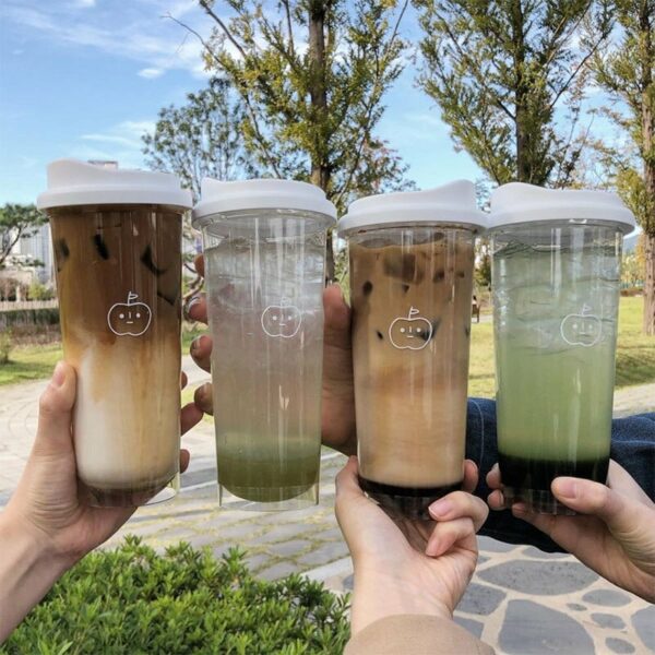 Kawaii Portable Transparent Coffee Water Bottle Coffee Cup kawaii