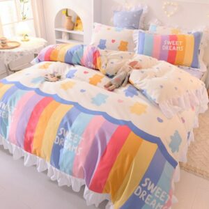 Kawaii Rainbow Bedding Set Bed Sheet kawaii