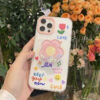 Flor 3D linda coreana Funda y vinilo para iPhone lindo kawaii