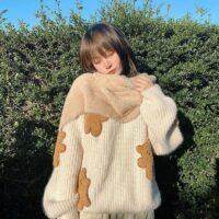 Свободный свитер с изображением медведя в стиле каваи медведь каваи