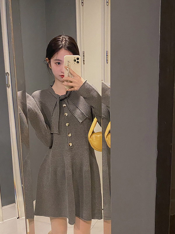 Korean Sweet Fairy Knit Mini Dress One Piece Dress kawaii
