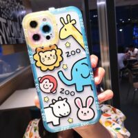 Funda de iPhone de silicona suave con animales de dibujos animados lindo oso kawaii