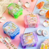 Caja de almacenamiento con bonito juego de cintas adhesivas Kawaii lindo kawaii