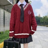 일본식 스위트 JK 유니폼 스웨터 대학 스타일 카와이