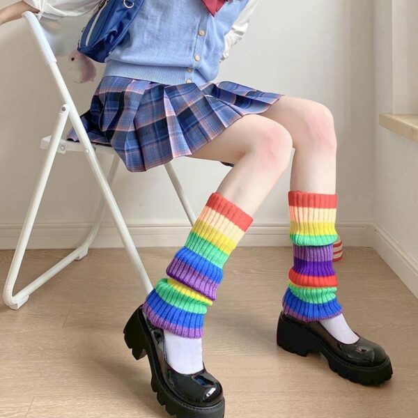 Lolita Rainbow Knitted Foot Cover Japanese kawaii