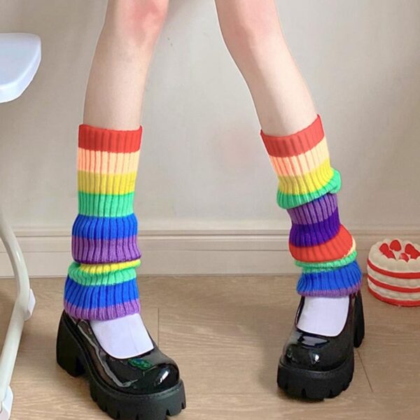 Lolita Rainbow Knitted Foot Cover Japanese kawaii