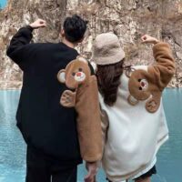 Moletons com capuz de urso fofo Harajuku urso kawaii
