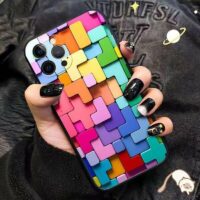 3D färgrikt iPhonefodral för block Färgglada Block kawaii