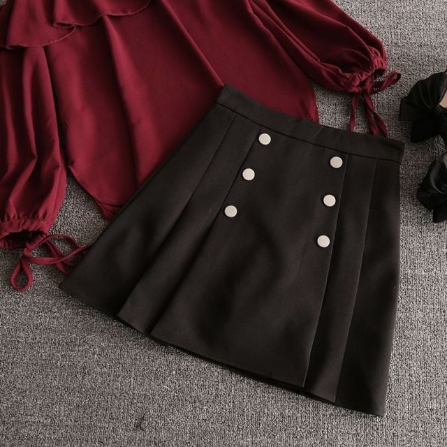 Kawaii Korean Top And Short Skirt Sets