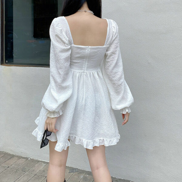 Vintage Puff Sleeve White Mini Dress Mini Dress kawaii