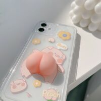 Lindo trasero de cerdo 3D Funda y vinilo para iPhone Cerdo kawaii
