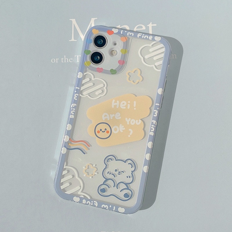 Kawaii Cloud Bear Doodle Art iPhone Case