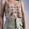 Vintage Knitted Hollow Cami Top Crop Top kawaii