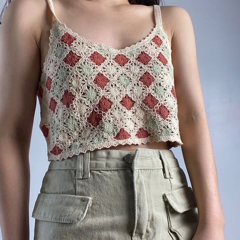 Vintage Knitted Hollow Cami Top